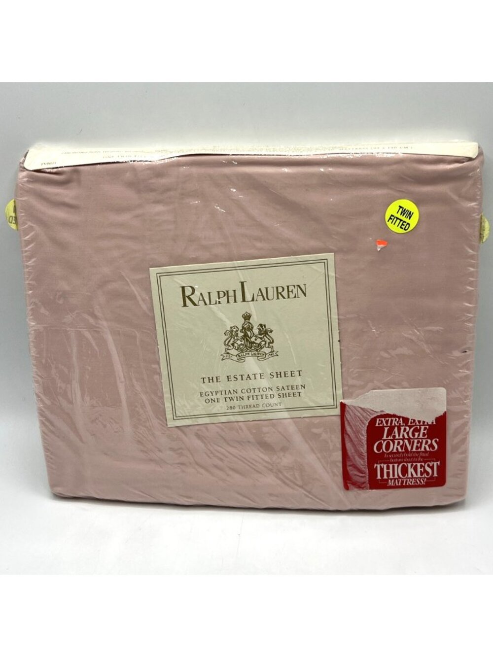 Ralph Lauren The Estate Sheet Twin Deep Fitted Pink Egyptian Cotton Sateen